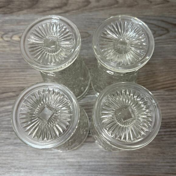 Hazel Atlas Gothic Big Top Peanut Butter Glasses Clear Pressed Drinking Set of 4 - Picture 8 of 10